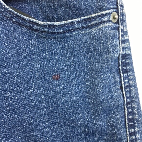 PRANA Medium Wash Organic Cotton Blend 5 Pocket Logo Button Jeans - Picture 11 of 12